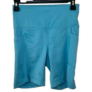 Yogalicious Lux Womens High Rise Spandex Biker Shorts Blue Small